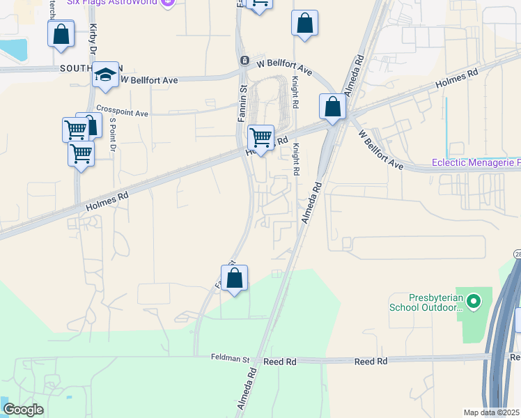 map of restaurants, bars, coffee shops, grocery stores, and more near 2003 Covent Garden Station in Houston