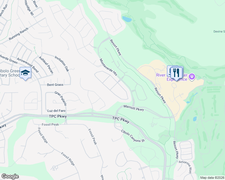 map of restaurants, bars, coffee shops, grocery stores, and more near 24103 Azul Dawn in San Antonio