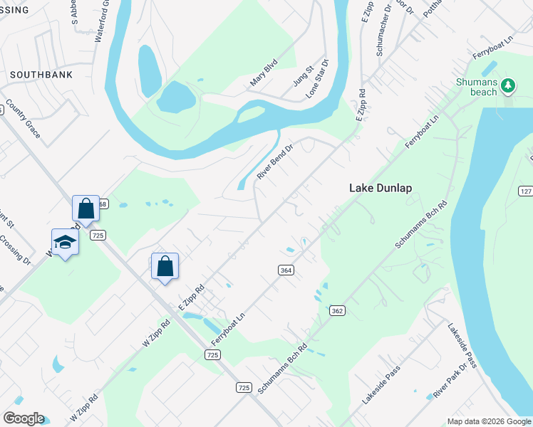 map of restaurants, bars, coffee shops, grocery stores, and more near 311 East Zipp Road in New Braunfels