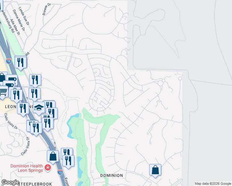 map of restaurants, bars, coffee shops, grocery stores, and more near 11 Montivillers in San Antonio