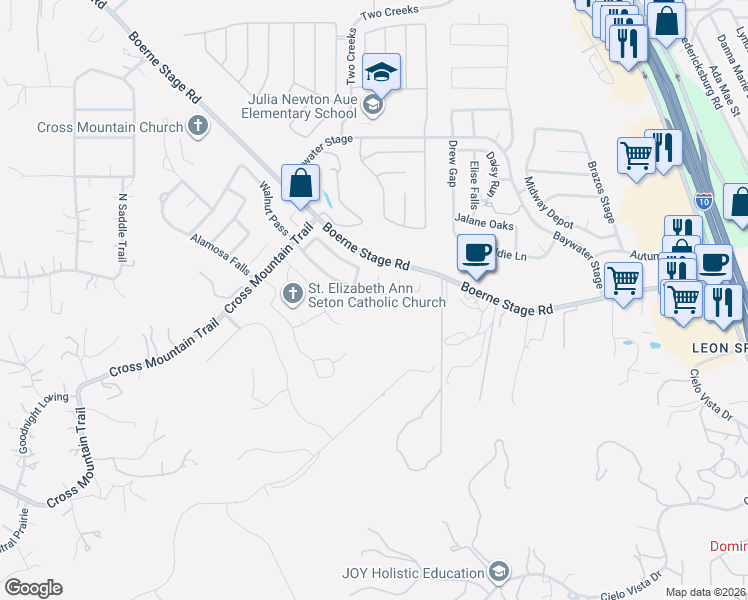 map of restaurants, bars, coffee shops, grocery stores, and more near 8226 Piney Wood Run in San Antonio