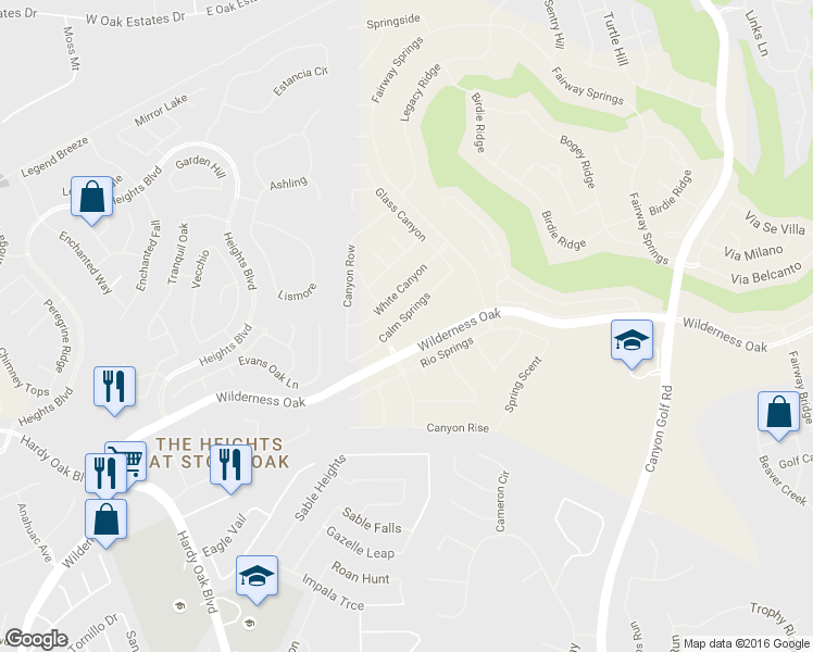 map of restaurants, bars, coffee shops, grocery stores, and more near 514 Calm Springs in San Antonio