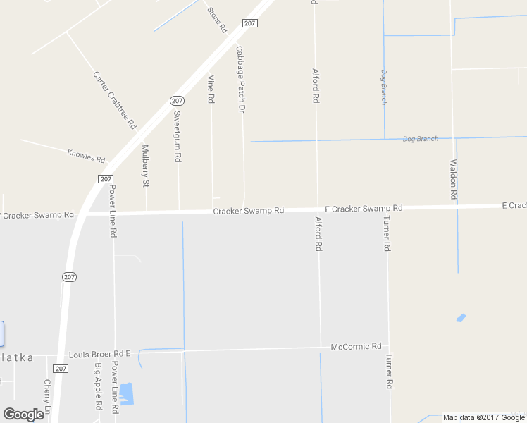 map of restaurants, bars, coffee shops, grocery stores, and more near 181 Cracker Swamp Road in East Palatka
