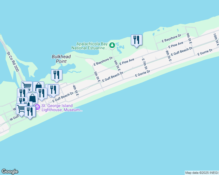 map of restaurants, bars, coffee shops, grocery stores, and more near 516 Gorrie Drive East in Eastpoint