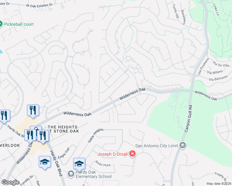 map of restaurants, bars, coffee shops, grocery stores, and more near 514 Calm Springs in San Antonio