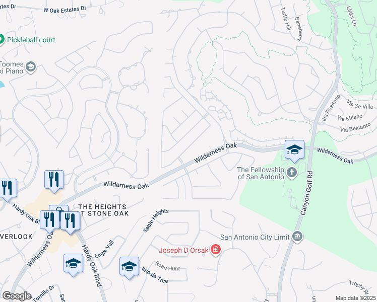 map of restaurants, bars, coffee shops, grocery stores, and more near 522 Calm Springs in San Antonio