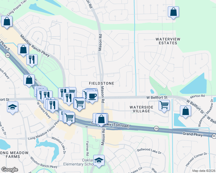 map of restaurants, bars, coffee shops, grocery stores, and more near 20311 Pebble Hollow in Richmond