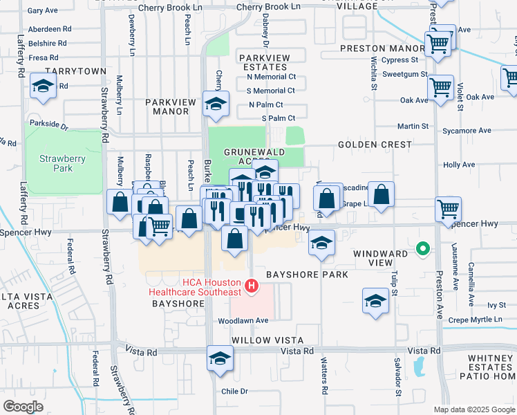 map of restaurants, bars, coffee shops, grocery stores, and more near 2902 Dabney Drive in Pasadena