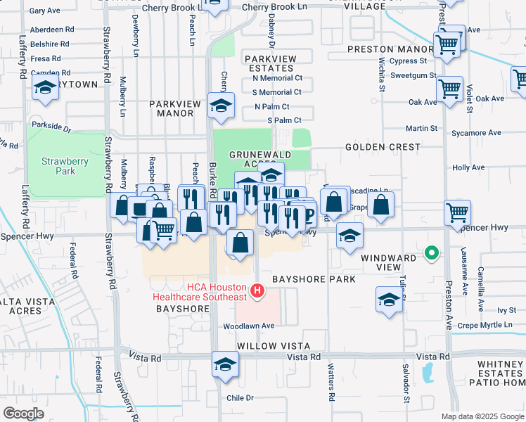 map of restaurants, bars, coffee shops, grocery stores, and more near 2902 Dabney Drive in Pasadena