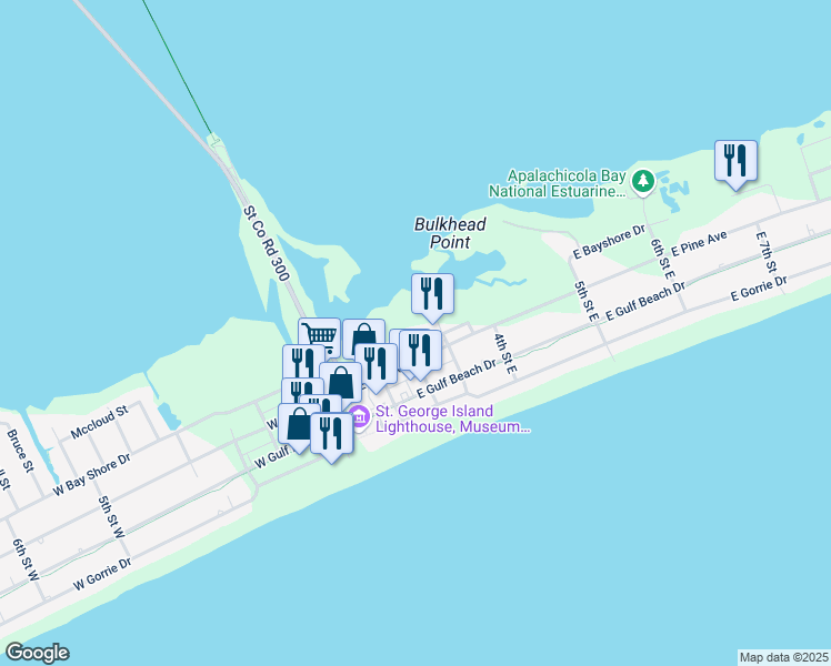 map of restaurants, bars, coffee shops, grocery stores, and more near 163 Gunn Street in St George Isl