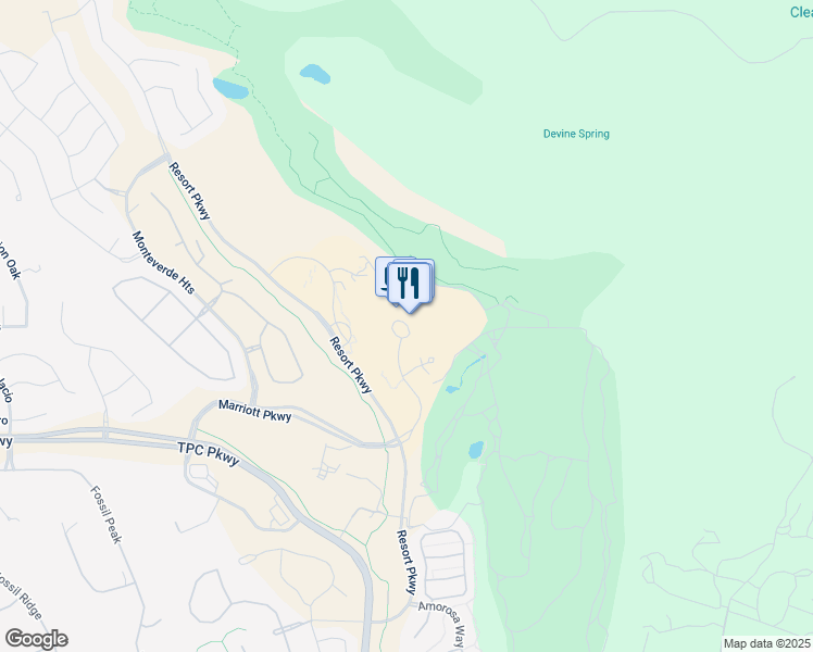 map of restaurants, bars, coffee shops, grocery stores, and more near 23808 Resort Parkway in San Antonio