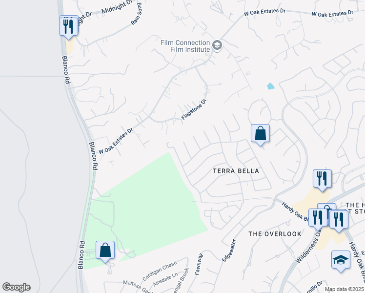 map of restaurants, bars, coffee shops, grocery stores, and more near 24137 Acanthus in San Antonio