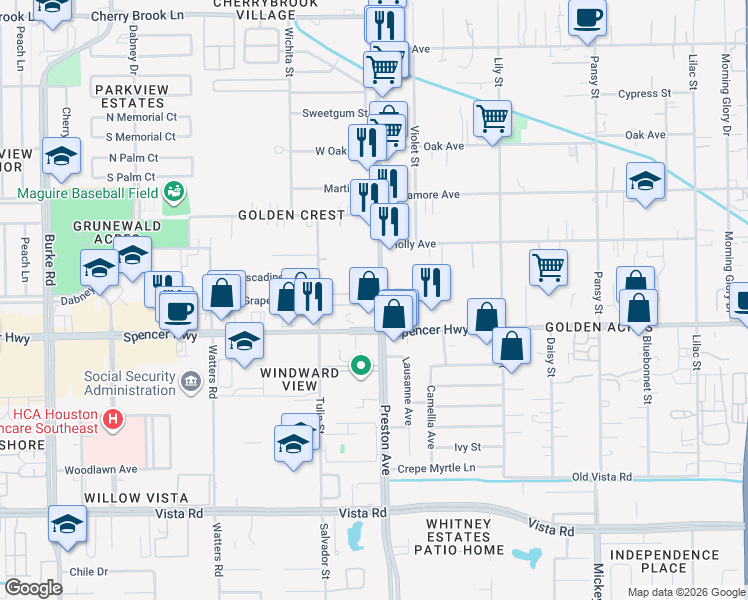 map of restaurants, bars, coffee shops, grocery stores, and more near 3014 Preston Avenue in Pasadena