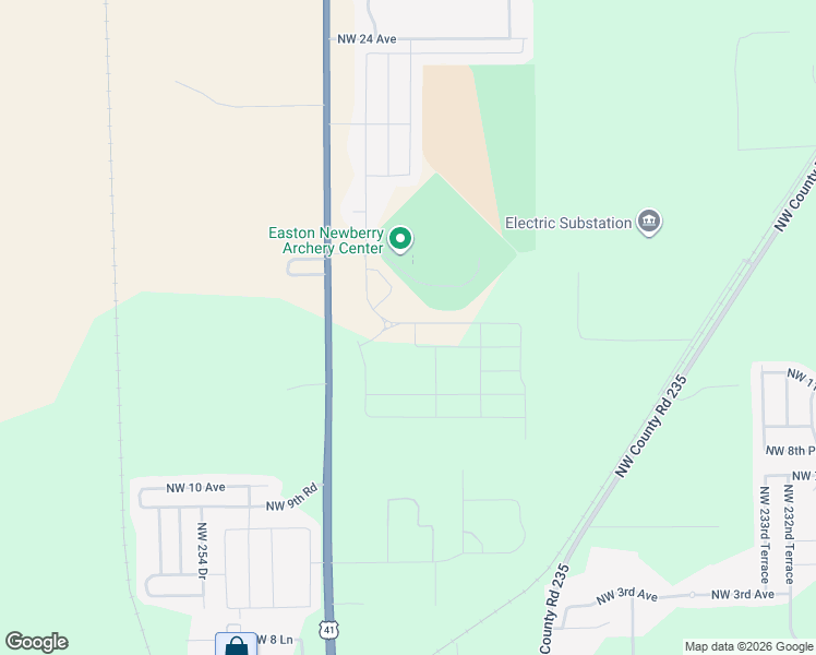 map of restaurants, bars, coffee shops, grocery stores, and more near 1284 246th Terrace in Newberry