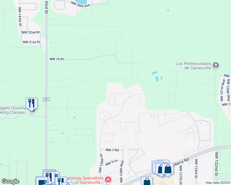 map of restaurants, bars, coffee shops, grocery stores, and more near 13688 Northwest 14th Place in Newberry