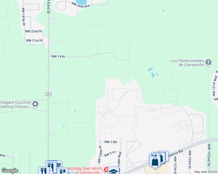 map of restaurants, bars, coffee shops, grocery stores, and more near 13688 Northwest 14th Place in Newberry