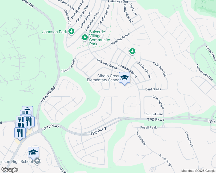 map of restaurants, bars, coffee shops, grocery stores, and more near 24226 Waterwell Oaks in San Antonio