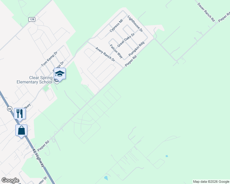 map of restaurants, bars, coffee shops, grocery stores, and more near 321 Sauder Farms Road in New Braunfels