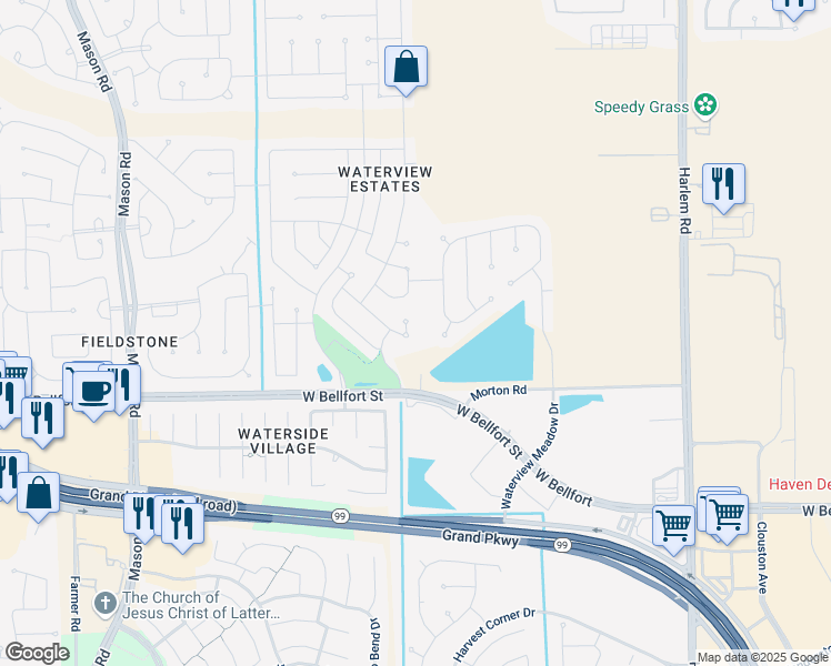 map of restaurants, bars, coffee shops, grocery stores, and more near 19611 Norfolk Ridge Way in Richmond