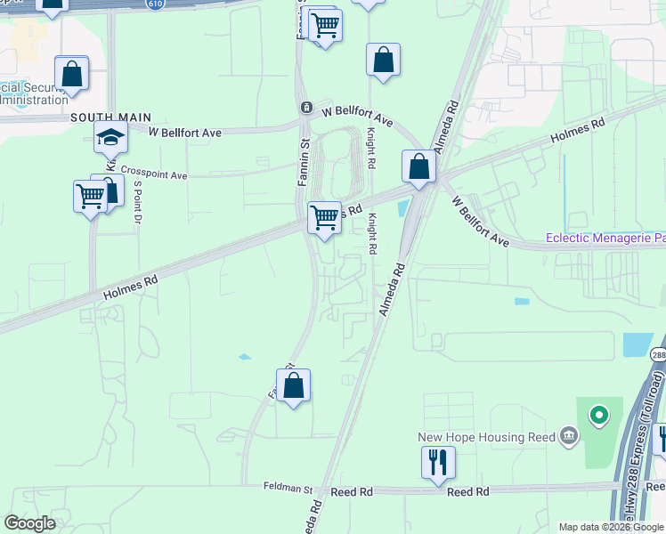 map of restaurants, bars, coffee shops, grocery stores, and more near 2013 Fannin Station East in Houston
