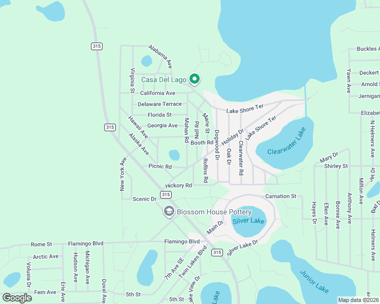map of restaurants, bars, coffee shops, grocery stores, and more near 102 Mahan Road in Interlachen