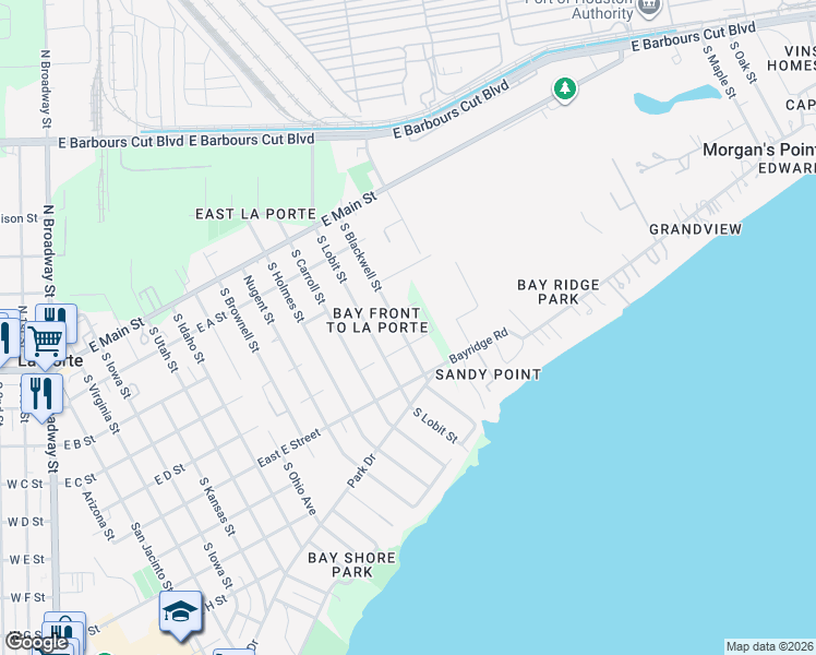 map of restaurants, bars, coffee shops, grocery stores, and more near 405 South Blackwell Street in La Porte