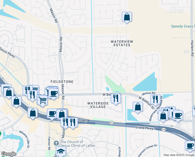 map of restaurants, bars, coffee shops, grocery stores, and more near 5034 Beech Fern Drive in Richmond