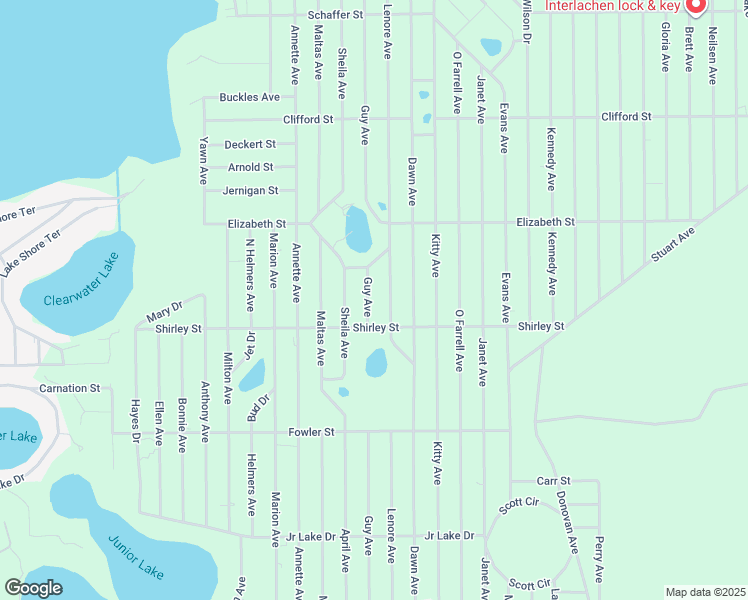 map of restaurants, bars, coffee shops, grocery stores, and more near 408 Guy Avenue in Interlachen