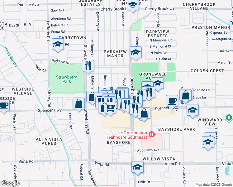 map of restaurants, bars, coffee shops, grocery stores, and more near 2914 Huckleberry Lane in Pasadena