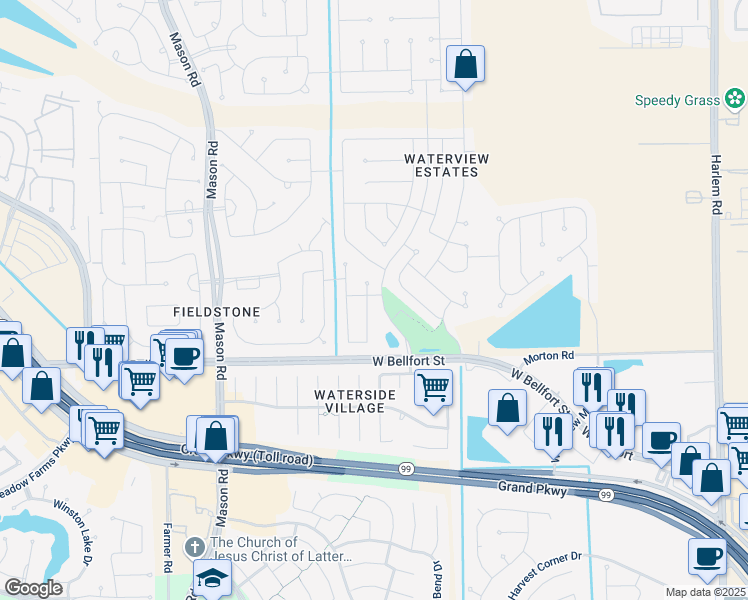 map of restaurants, bars, coffee shops, grocery stores, and more near 5034 Beech Fern Drive in Richmond