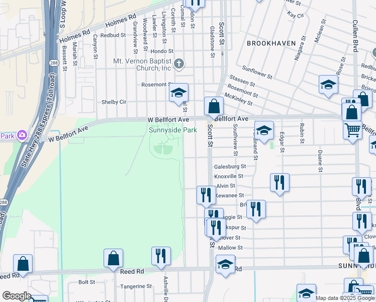 map of restaurants, bars, coffee shops, grocery stores, and more near 8629 Comal Street in Houston