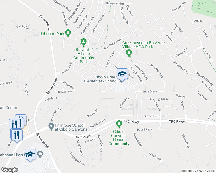 map of restaurants, bars, coffee shops, grocery stores, and more near 24230 Saffron Plum in San Antonio