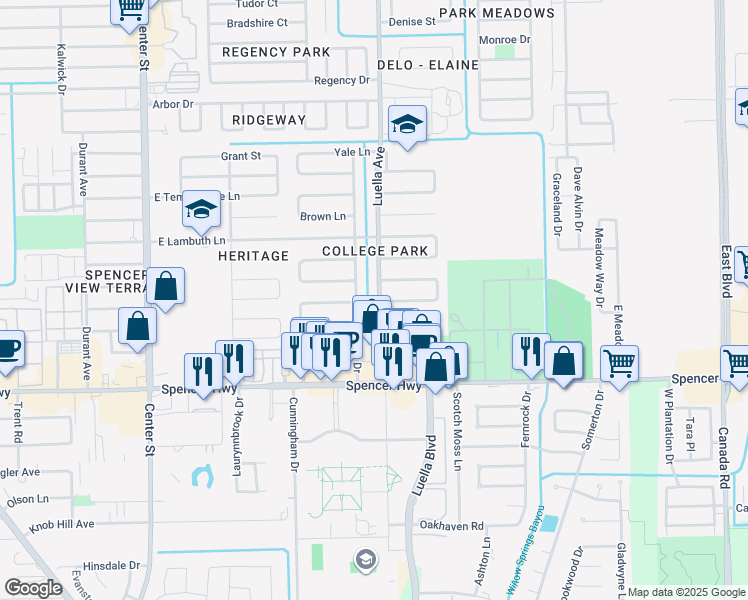 map of restaurants, bars, coffee shops, grocery stores, and more near 4632 Luella Avenue in Deer Park