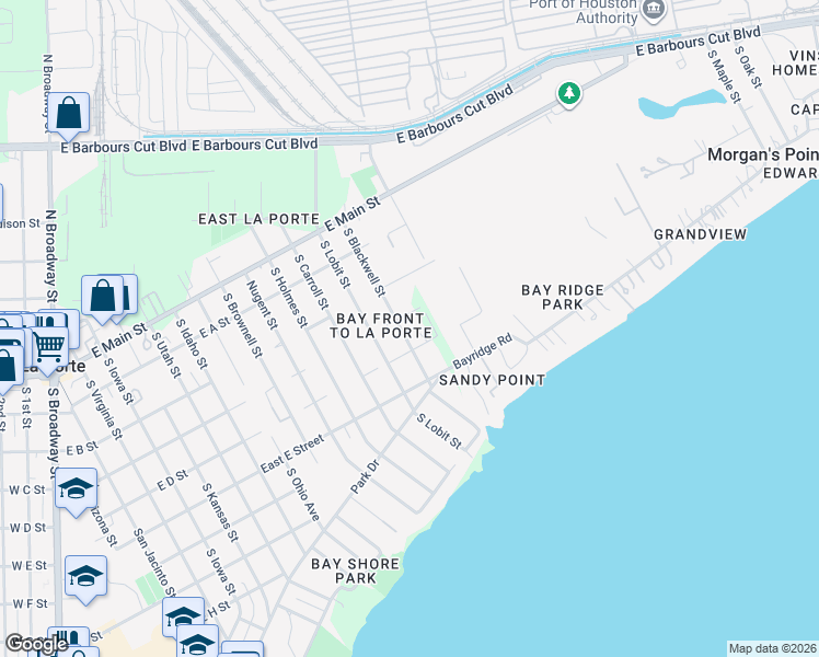 map of restaurants, bars, coffee shops, grocery stores, and more near 405 S Blackwell St in La Porte