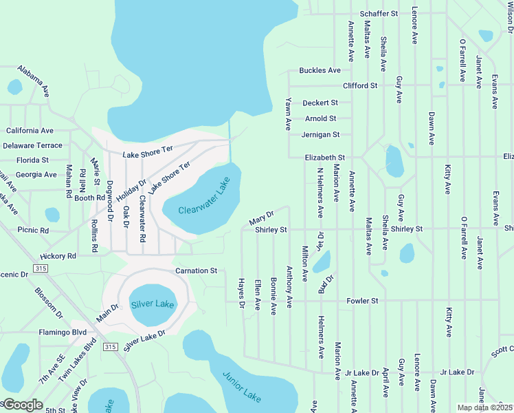 map of restaurants, bars, coffee shops, grocery stores, and more near 116 Mary Drive in Interlachen