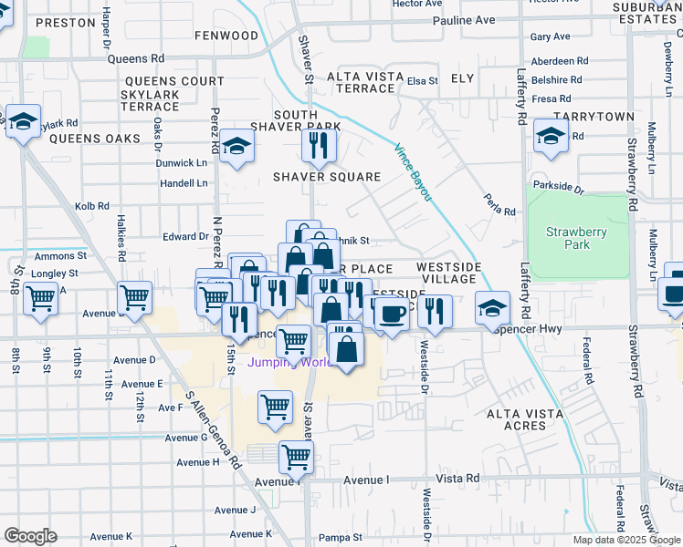 map of restaurants, bars, coffee shops, grocery stores, and more near 303 Kalmer Street in Pasadena