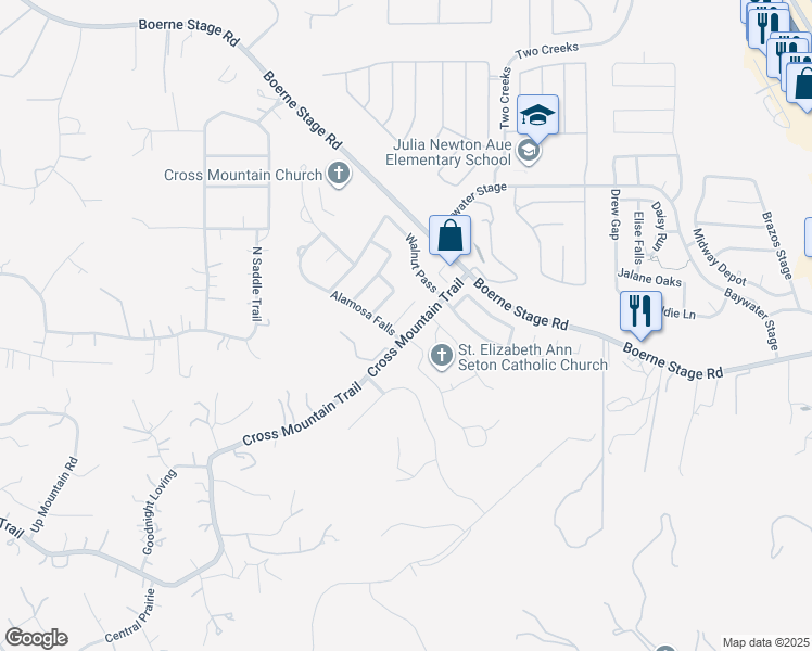 map of restaurants, bars, coffee shops, grocery stores, and more near 8526 Vineyard Mist in San Antonio