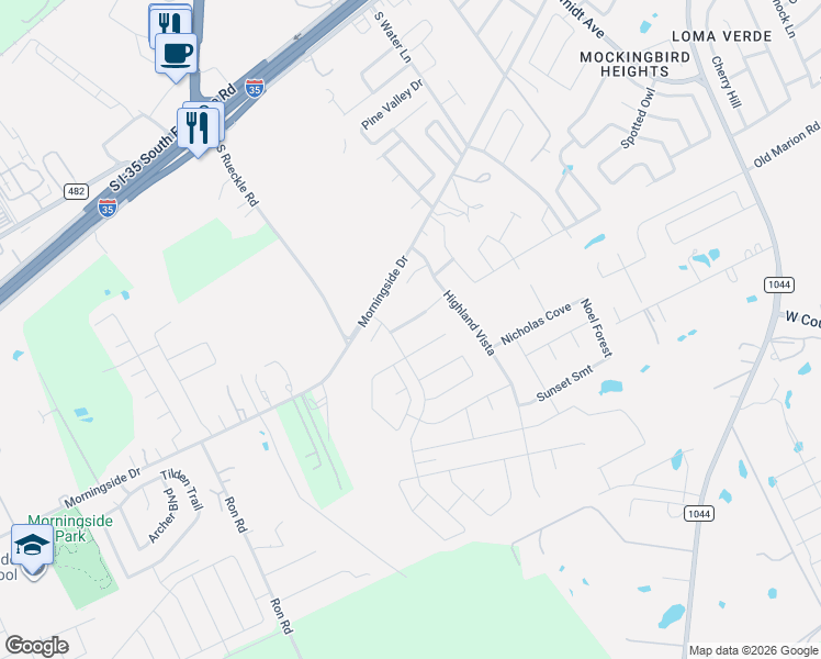 map of restaurants, bars, coffee shops, grocery stores, and more near 3154 Sunset Cove in New Braunfels
