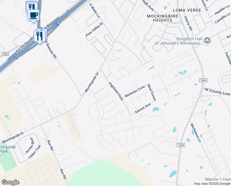 map of restaurants, bars, coffee shops, grocery stores, and more near 3131 Sunset Cove in New Braunfels