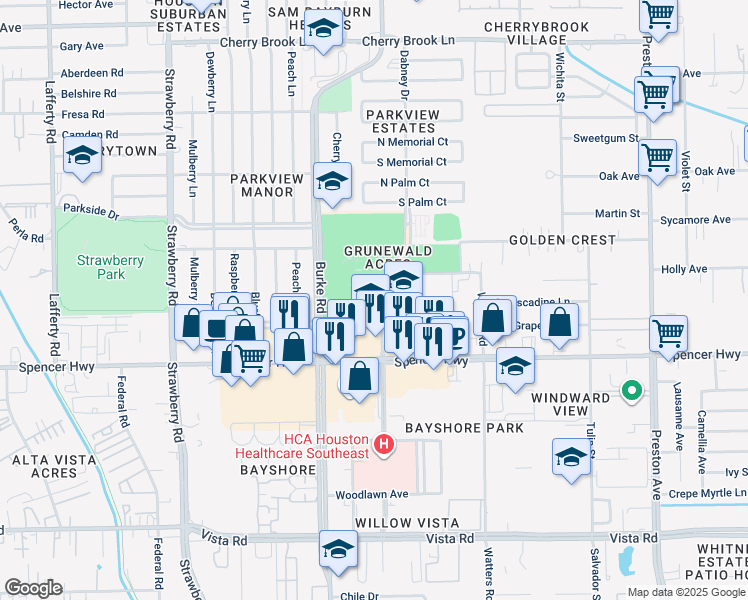 map of restaurants, bars, coffee shops, grocery stores, and more near 2902 Dabney Drive in Pasadena