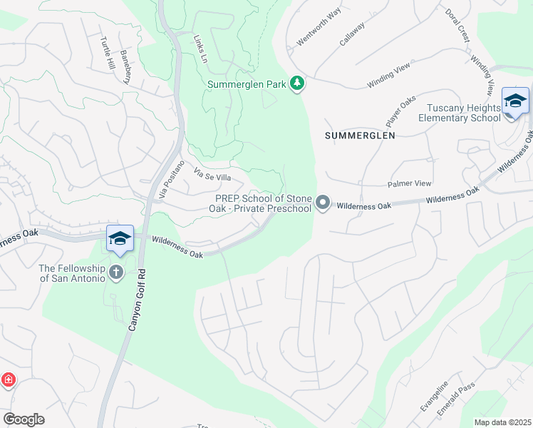 map of restaurants, bars, coffee shops, grocery stores, and more near 24385 Wilderness Oak in San Antonio