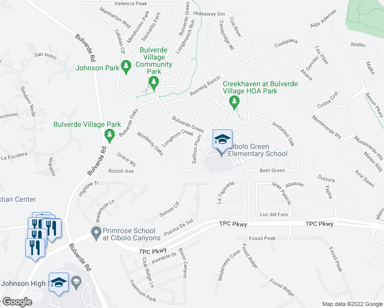 map of restaurants, bars, coffee shops, grocery stores, and more near 24251 Saffron Plum in San Antonio