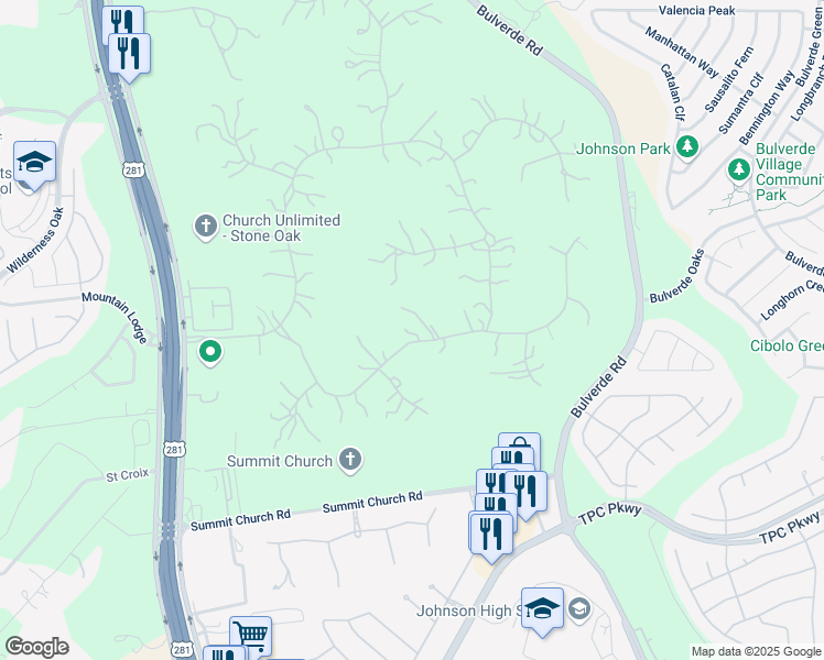 map of restaurants, bars, coffee shops, grocery stores, and more near 62 La Escalera in San Antonio