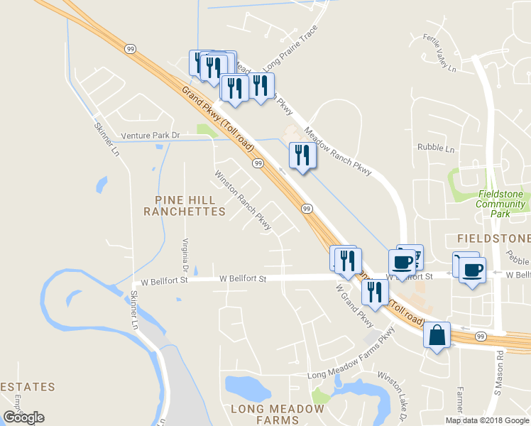 map of restaurants, bars, coffee shops, grocery stores, and more near 21019 Amber Crossing Drive in Richmond