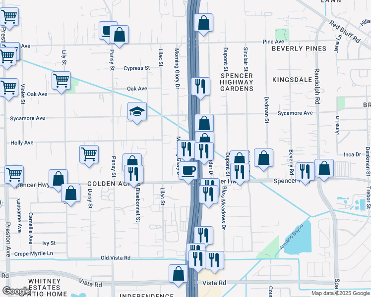 map of restaurants, bars, coffee shops, grocery stores, and more near 2913 Morning Glory Drive in Pasadena
