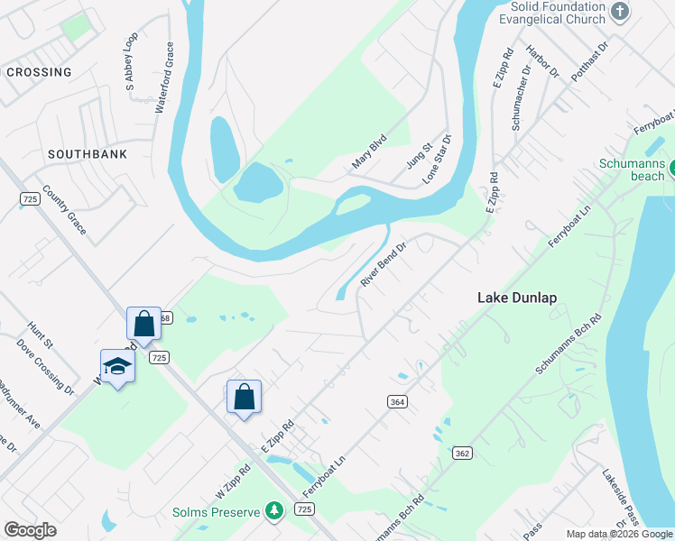 map of restaurants, bars, coffee shops, grocery stores, and more near 287 Placid Cove Drive in New Braunfels