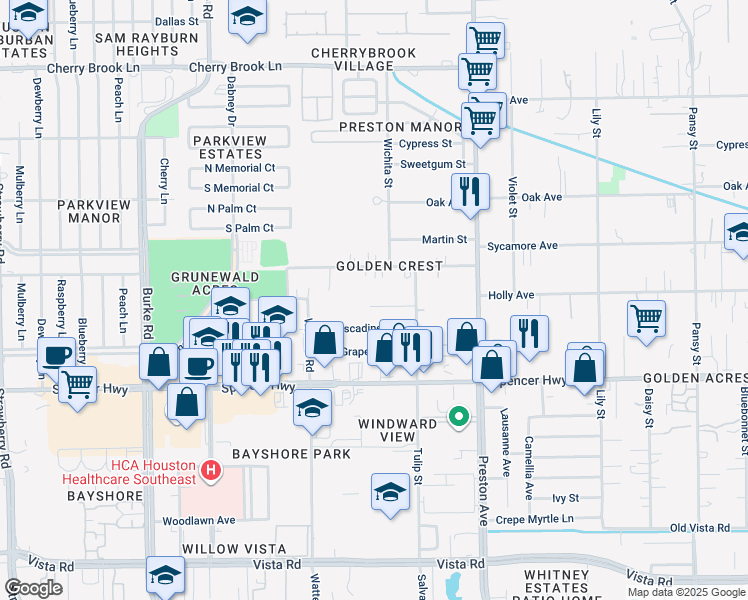 map of restaurants, bars, coffee shops, grocery stores, and more near 2505B Holly Avenue in Pasadena