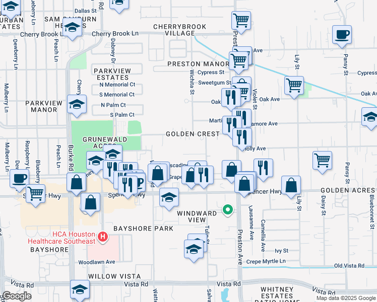 map of restaurants, bars, coffee shops, grocery stores, and more near 2505B Holly Avenue in Pasadena