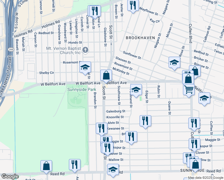 map of restaurants, bars, coffee shops, grocery stores, and more near 4008 Sterling Street in Houston