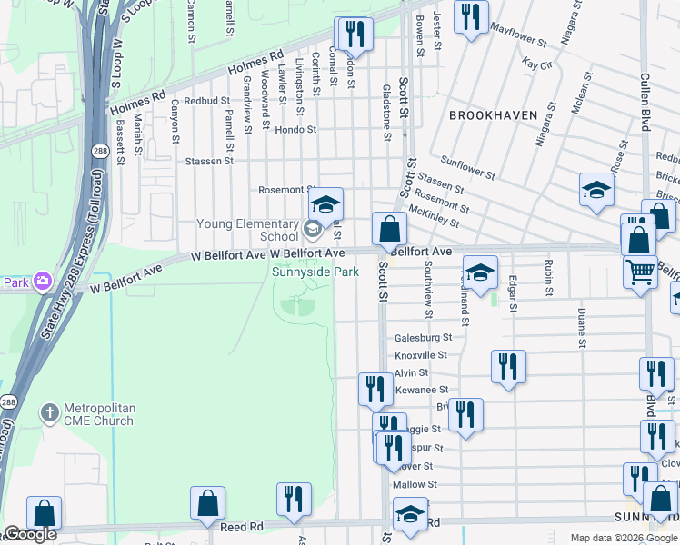 map of restaurants, bars, coffee shops, grocery stores, and more near 8519 Comal St in Houston